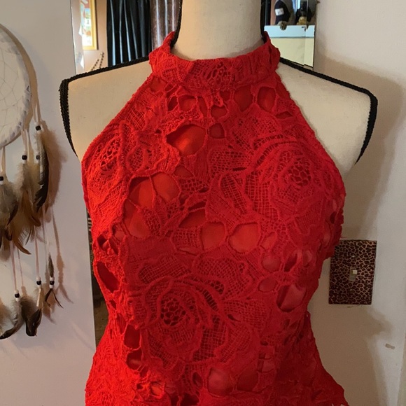 🌺🌹Red satin hi-lo dress - Picture 2 of 4